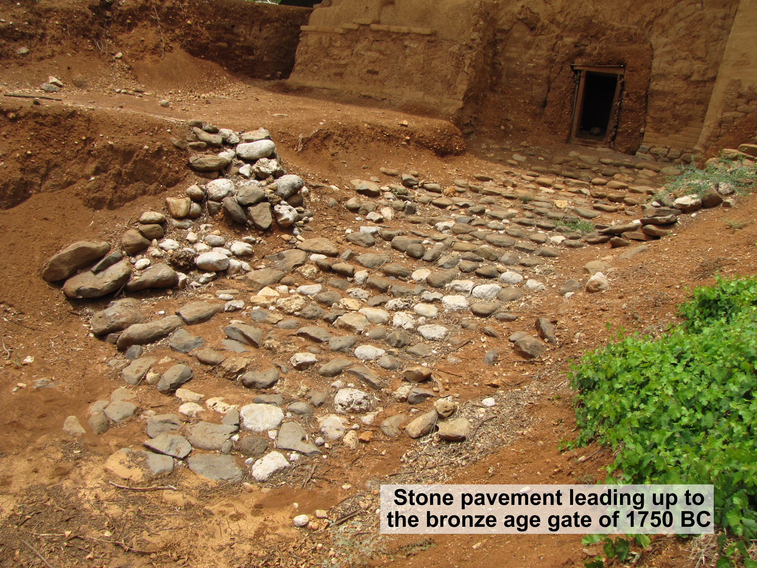 Dan Bronze Age gate front stone pavement leading into Canaanite city 0f 15050 BC. Abraham would have passed by this city and gate in Genesis 14:14