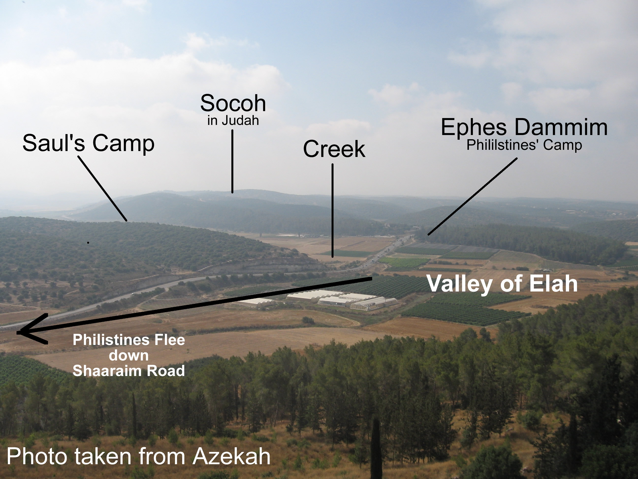 119B Labeled Photo of Elah Valley of David Goliath