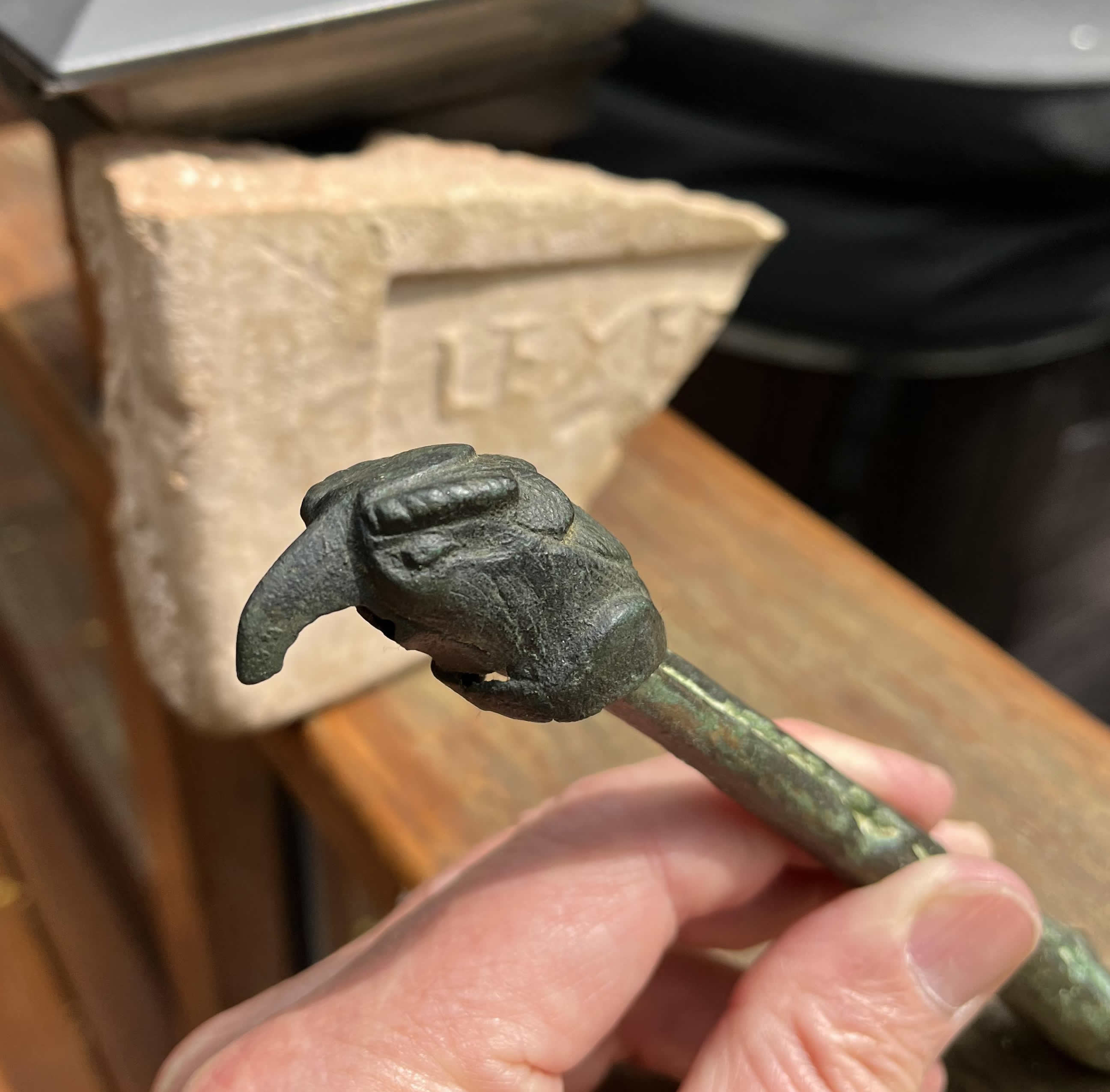 20 120 AD Roman Bronze Eagle Head for Staff Handle 1 FULL
