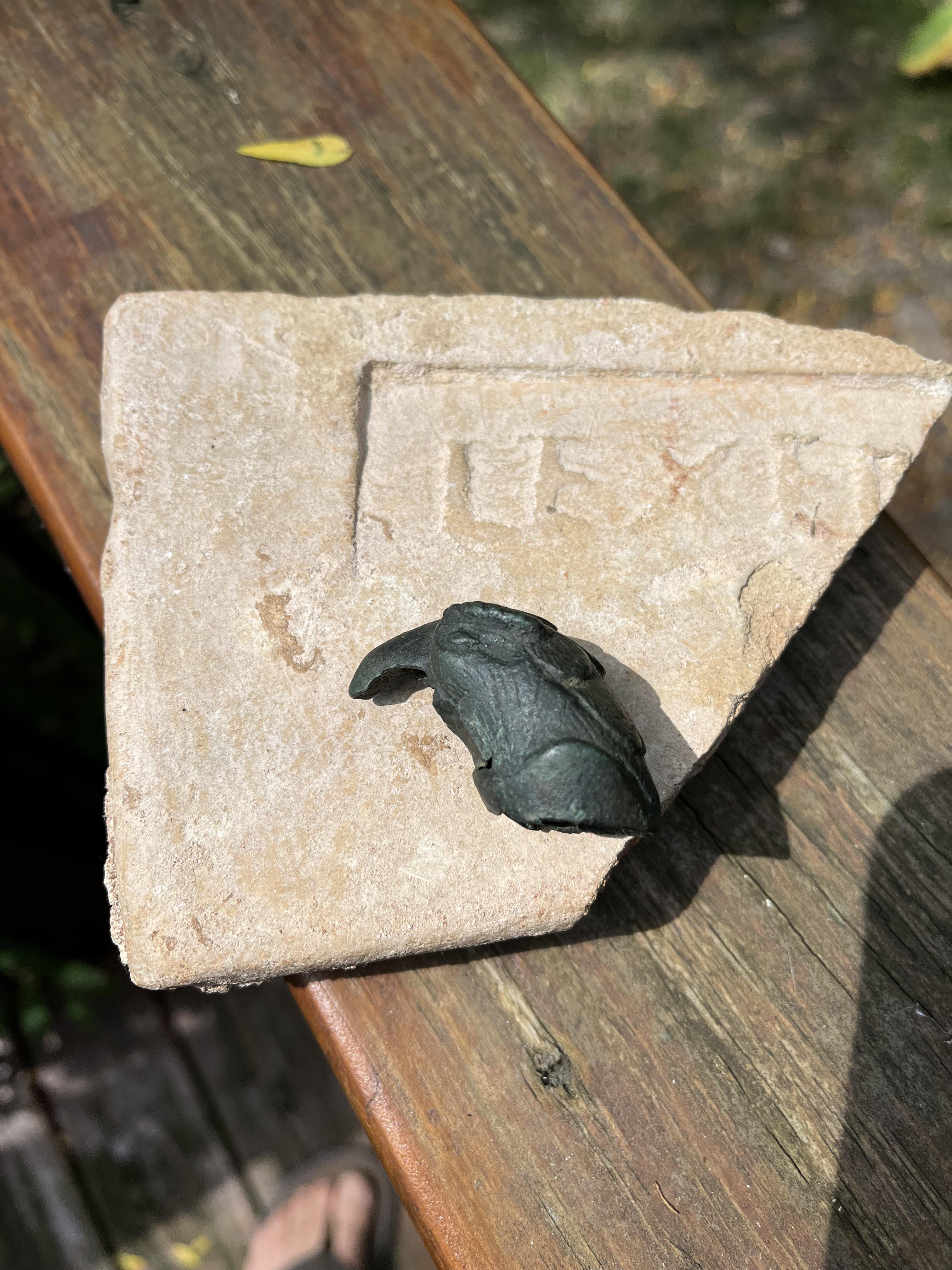 20 120 AD Roman Bronze Eagle Head for Staff Handle on LEXE block inscriptionn 4