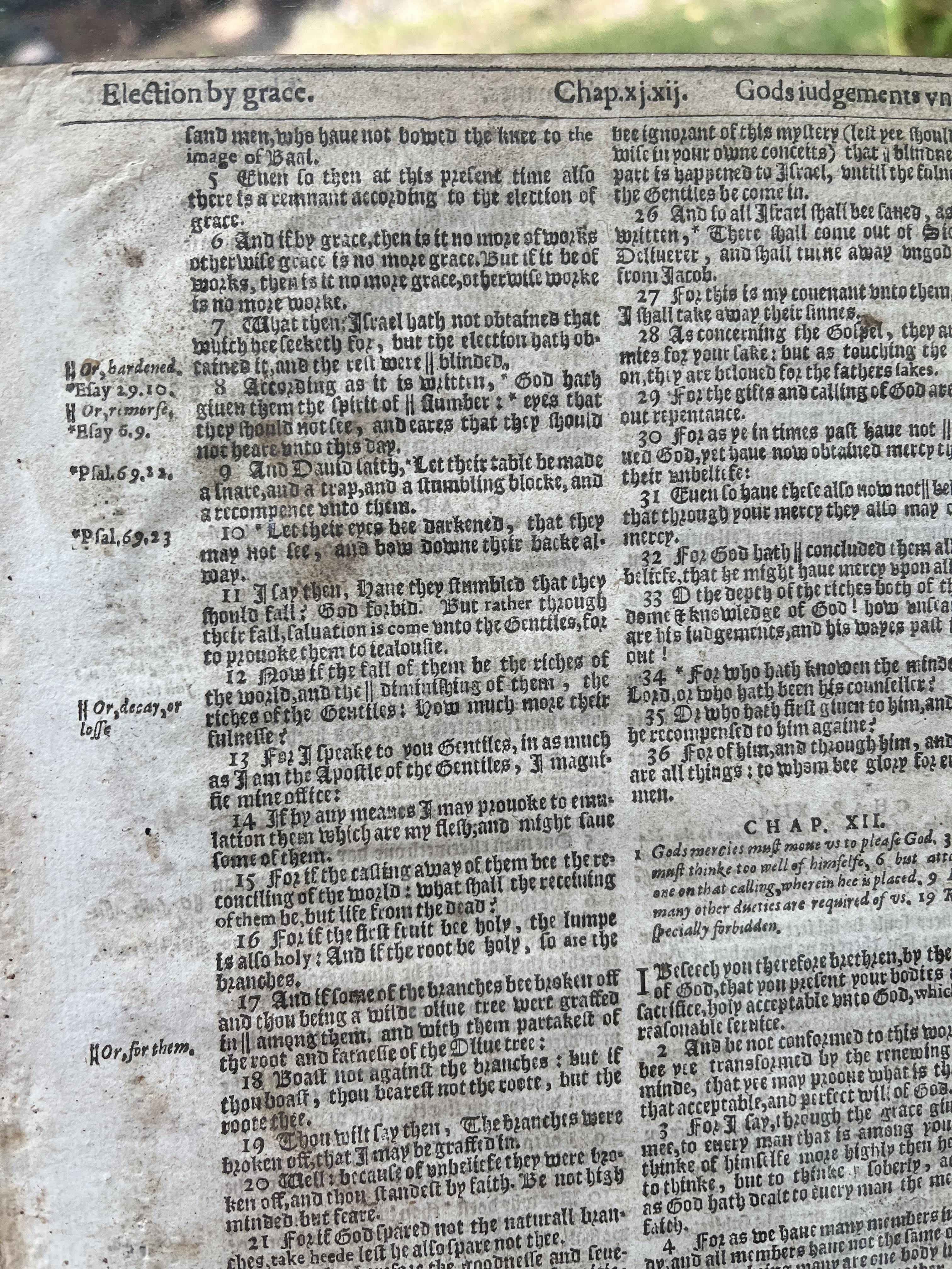 1611 AD King James Bible Romans chapter 11 5 19 Election By Grace