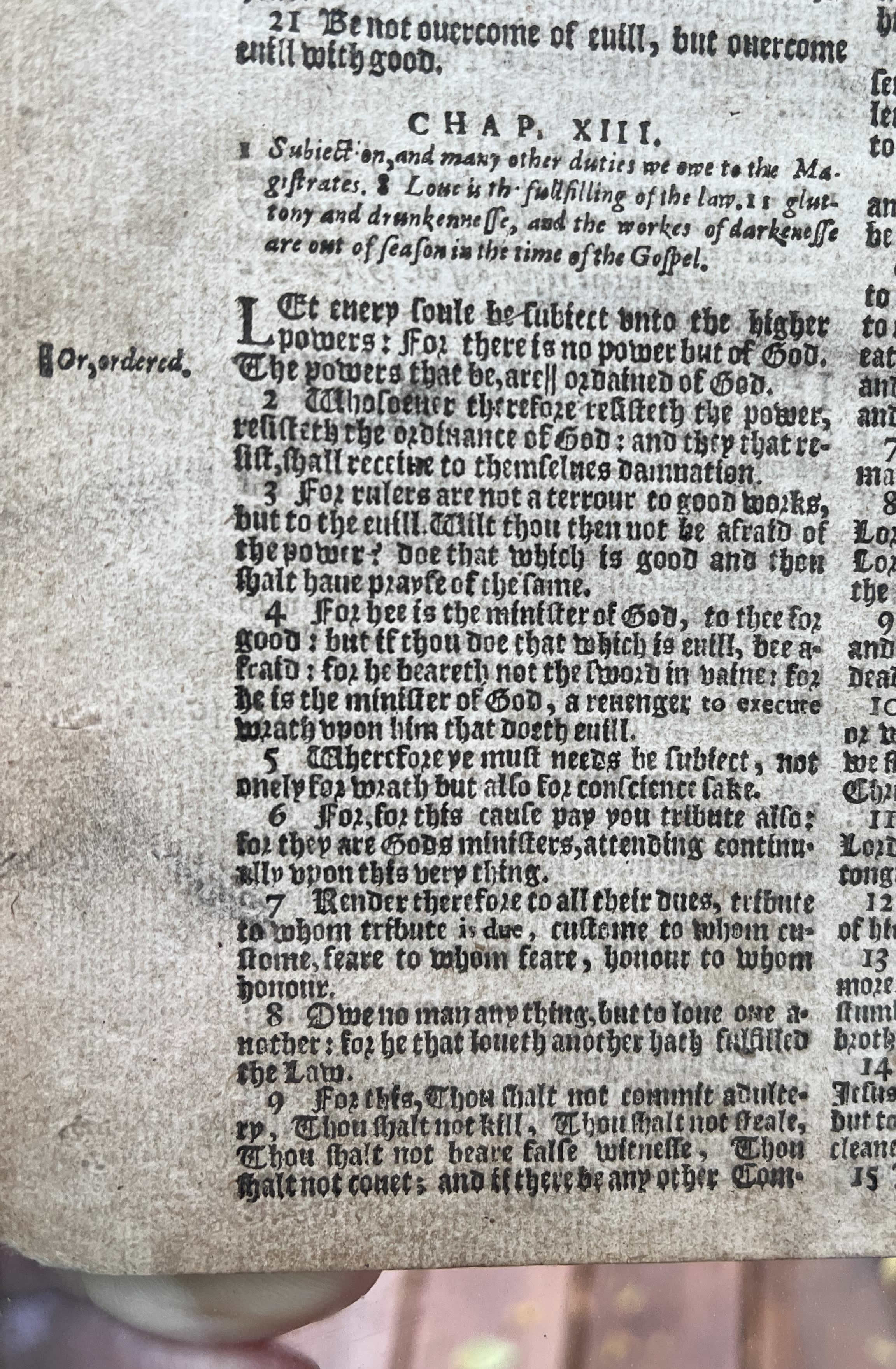 1611 AD King James Bible Romans chapter 13 1 9 Subject to higher powers