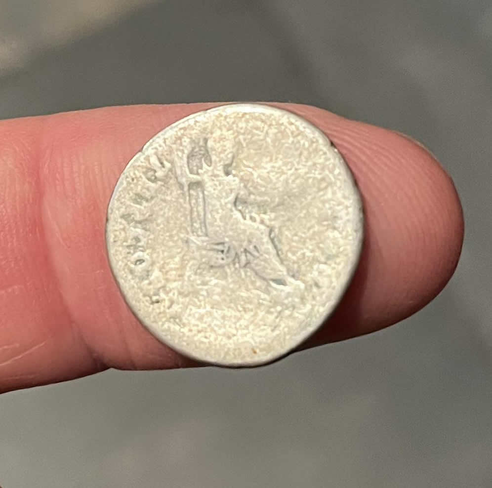 74 AD Vespasian seated corule chair feet on stool holding vertical sceptre and branch REVERSE FULL