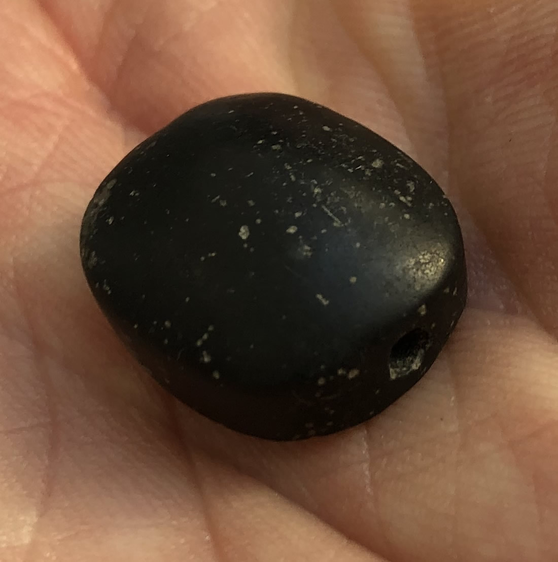 700 BC Seal in Black Hued Stone with Two Winged Sun Disc Smoth Bacl Side 2