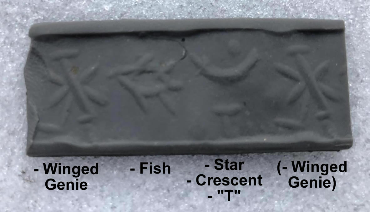 800 600 BC Cylinder Seal in Chalcedony Stone Inscription with Identification Text
