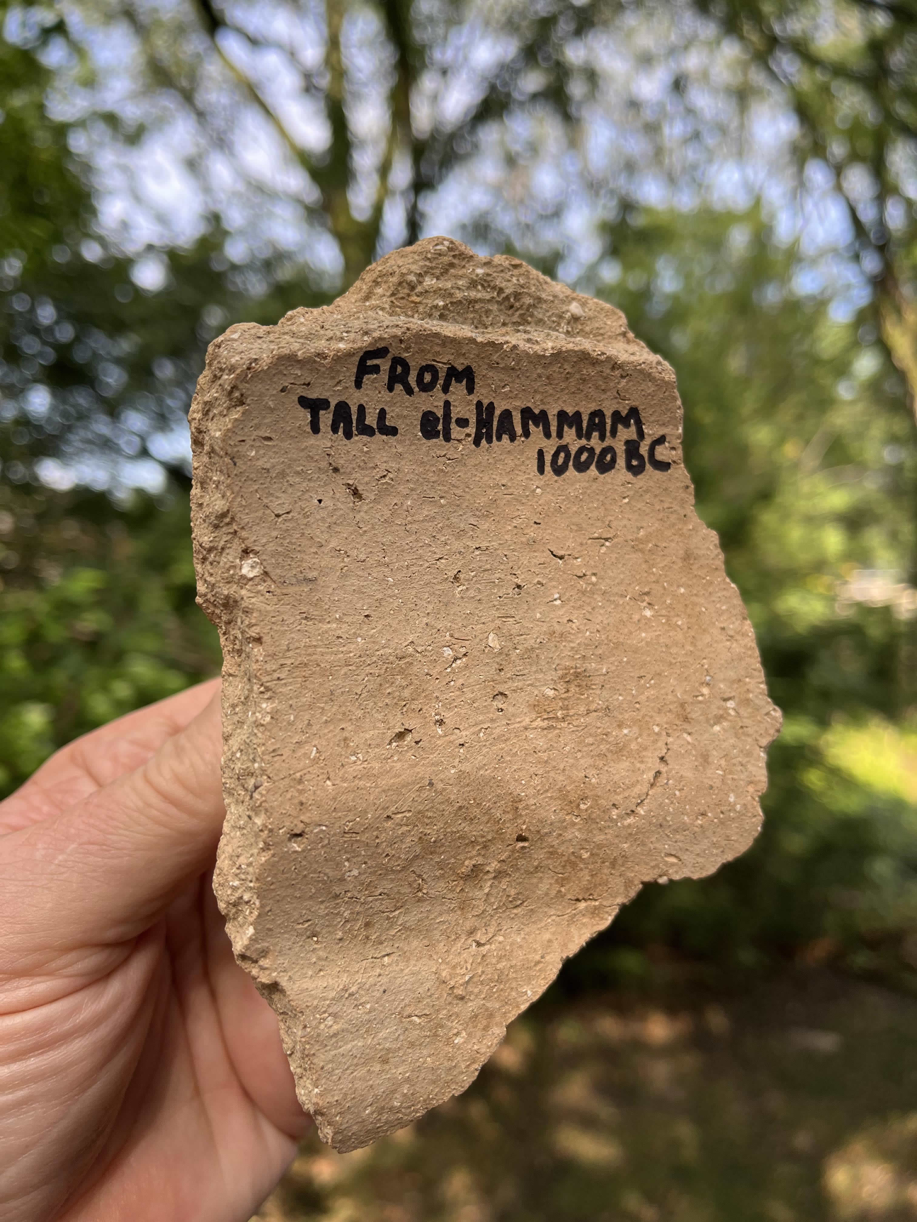1000 BC Jar Handle excavated at Tall el Hammam ancient Sodom back inside 3
